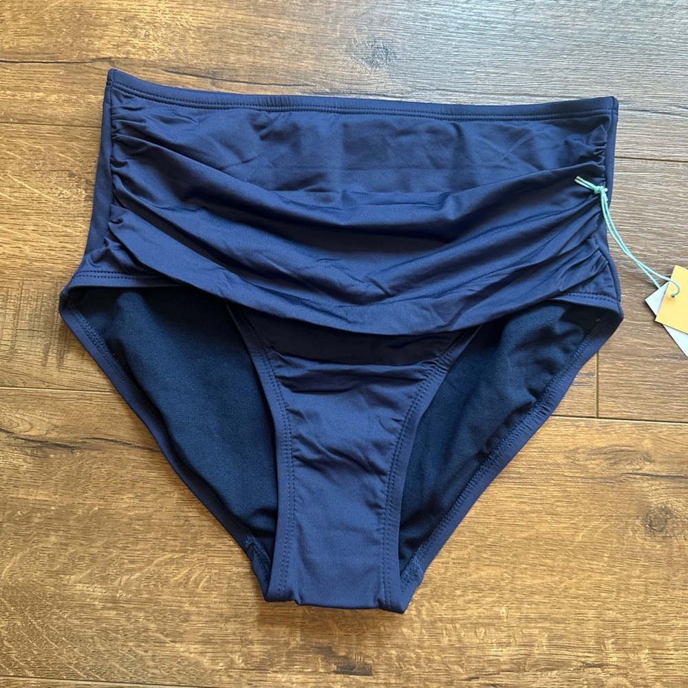 Kona Sol Navy Blue High Waist Bikini Bottoms